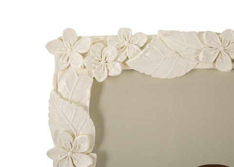 Cadre photo décoré de feuilles Crème