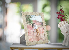 Cadre photo décoré de feuilles Crème