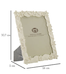Cadre photo décoré de feuilles Crème