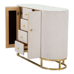 Buffet Montpellier Crème Tissu matelassé et métal doré