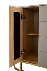 Buffet Montpellier Crème Tissu matelassé et métal doré