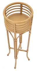 Support de vase Panama rond en métal et rotin