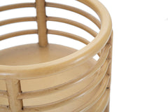 Support de vase Panama rond en métal et rotin
