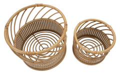 Support de vase rond en métal et rotin Panama ensemble de 2 pièces