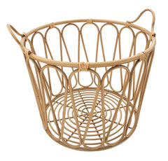 Panier rond en métal Panama finition rotin