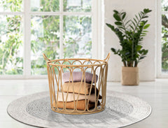 Panier rond en métal Panama finition rotin