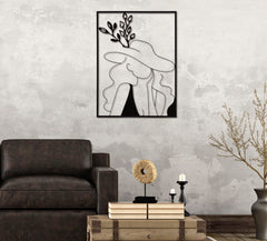 Panneau mural décoratif 3D silhouette féminine cadre rectangulaire