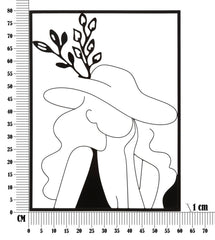 Panneau mural décoratif 3D silhouette féminine cadre rectangulaire