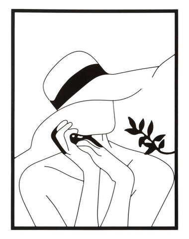 Panneau mural décoratif silhouette féminine cadre rectangulaire