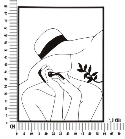 Panneau mural décoratif silhouette féminine cadre rectangulaire