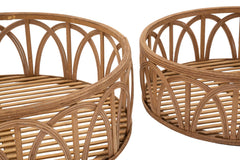 Plateaux ronds en rotin tressé ensemble 3 pcs