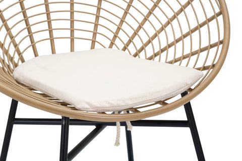 Chaise en métal Panama Rotin et coussin blanc