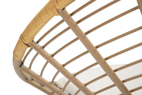 Chaise en métal Panama Rotin et coussin blanc