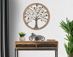 Panneau mural rond Albero della Vita Bois et métal décoratif