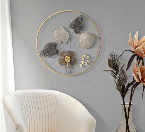 Panneau décoratif 3D circulaire en métal couleur pastel et or