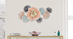 Panneau mural décoratif 3D fleurs et feuilles Multicolore