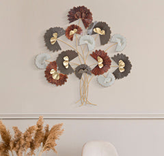 Panneau mural décoratif 3D branches avec feuilles multicolores