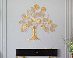 Panneau mural décoratif 3D arbre doré feuilles sculptées