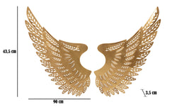 Panneaux muraux décoratifs 3D en Fer doré Ailes set de 2