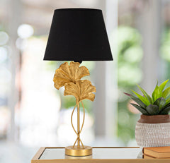 Lampe de table en métal et résine abat-jour tissu Noir