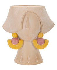 Vase visage cubiste avec boucles d'oreilles couleur Crème