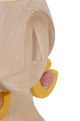 Vase visage cubiste avec boucles d'oreilles couleur Crème