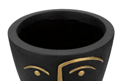 Vase visage stylisé en métal Noir et doré