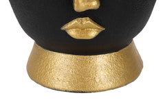 Vase visage stylisé en métal Noir et doré