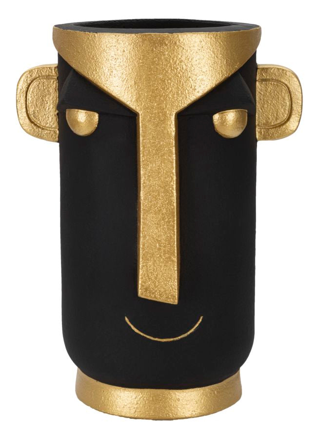 Vase visage stylisé noir et doré