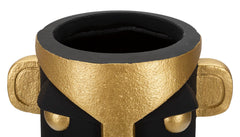 Vase visage stylisé noir et doré