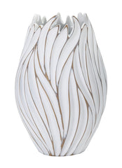Vase ovale décoré Honduras Polyrésine Blanc