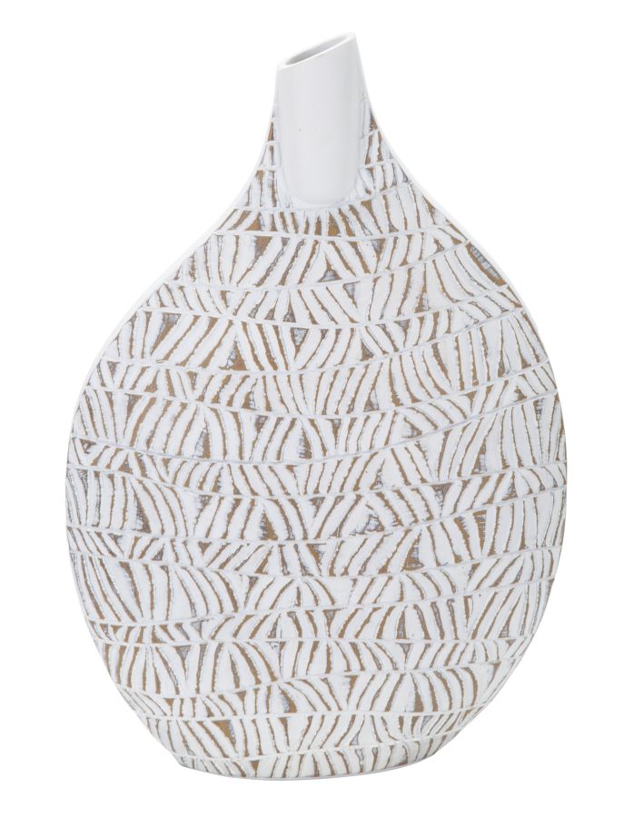 Vase décoratif Nairobi Polyresin Blanc et Beige