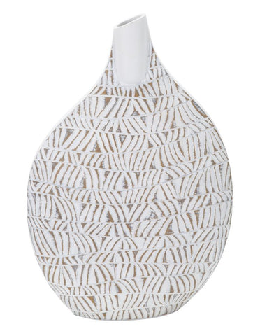 Vase décoratif Nairobi Polyresin Blanc et Beige