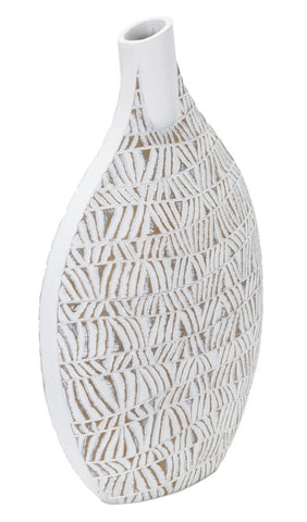 Vase décoratif Nairobi Polyresin Blanc et Beige