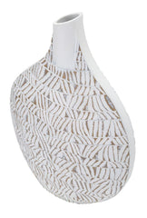 Vase décoratif Nairobi Polyresin Blanc et Beige