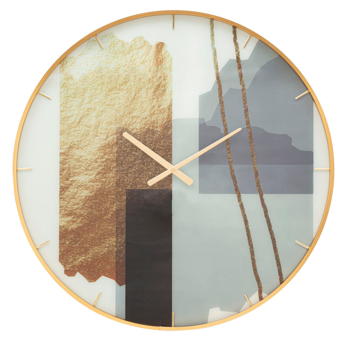 Horloge murale ronde cadre doré décoré de tons vifs