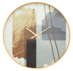 Horloge murale ronde cadre doré décoré de tons vifs