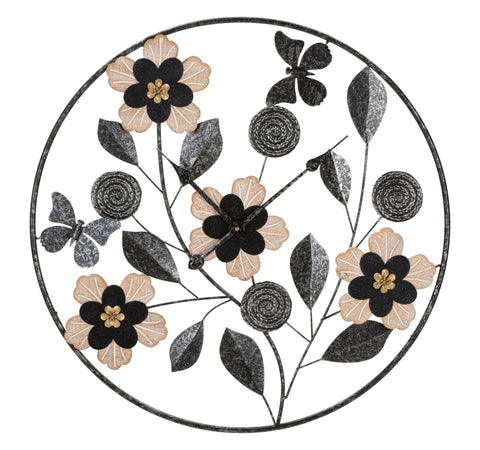 Horloge murale ronde Divaker décor floral