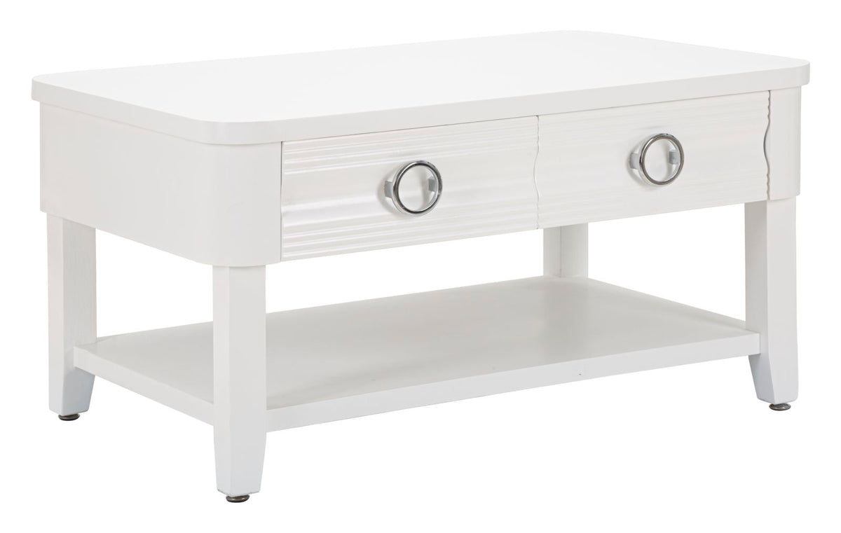 Mesa de centro rectangular con 2 cajones Shine Blanco