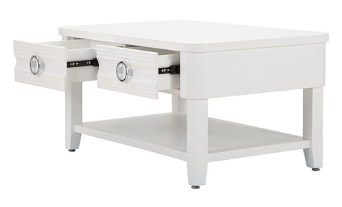 Mesa de centro rectangular con 2 cajones Shine Blanco