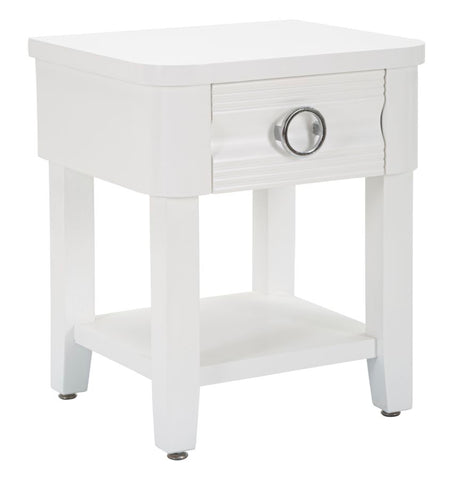 Mesita de noche con cajón y estante Blanca