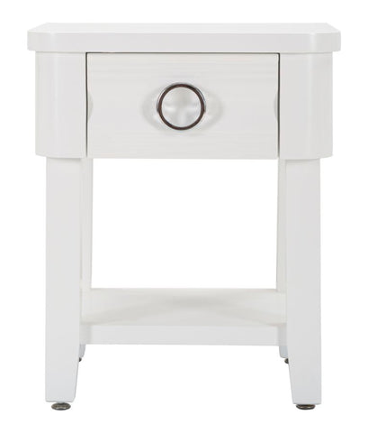 Mesita de noche con cajón y estante Blanca