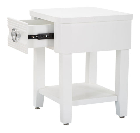 Mesita de noche con cajón y estante Blanca