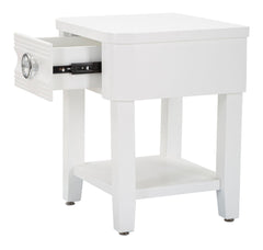 Table de chevet avec tiroir et étagère Blanc