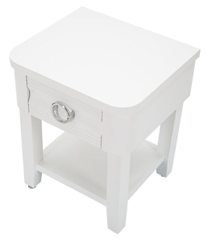 Mesita de noche con cajón y estante Blanca