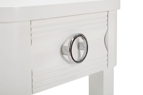 Mesita de noche con cajón y estante Blanca