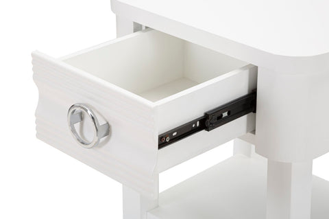 Mesita de noche con cajón y estante Blanca