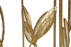 Ensemble de tables rondes en métal doré effet marbre avec décor feuilles