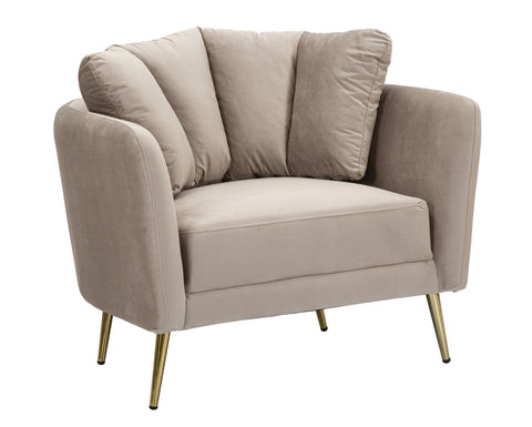 Sillón Kiev Tela Gris patas metal dorado