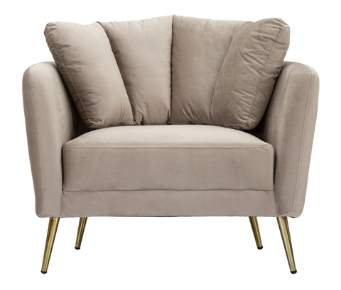 Sillón Kiev Tela Gris patas metal dorado
